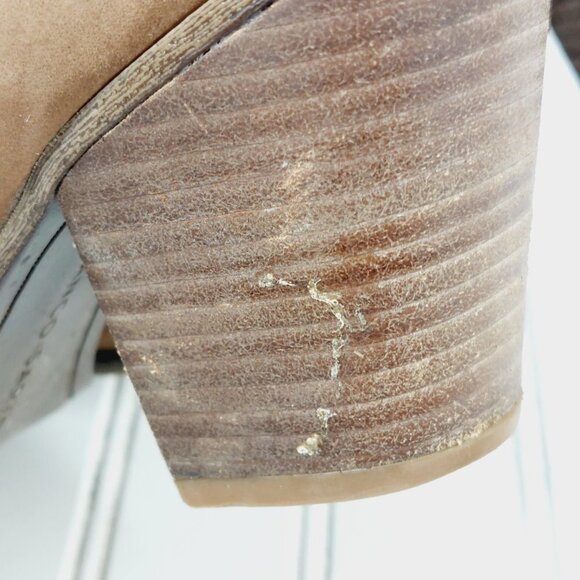 Franco Sarto Disco Ankle Boots Heels Leather Brown H703 - Picture 10 of 13